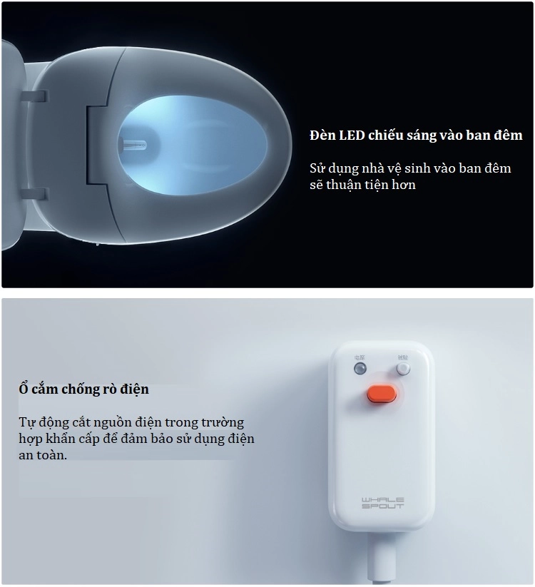 Nắp bồn cầu thông minh Xiaomi WHALE SPOUT Pro LY-ST1808-008B (kết nối Mihome)